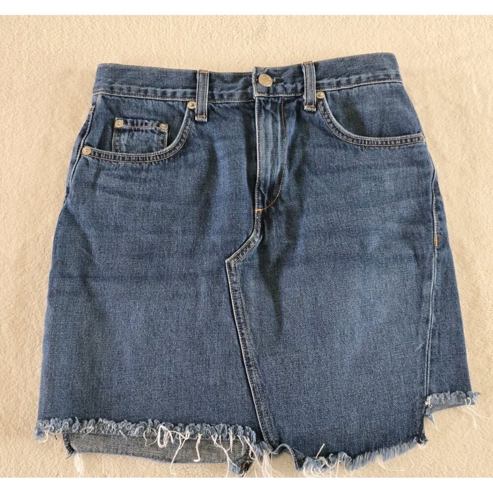 Rag & Bone Womens Denim Mini Skirt Size‎ 25 Raw Edge